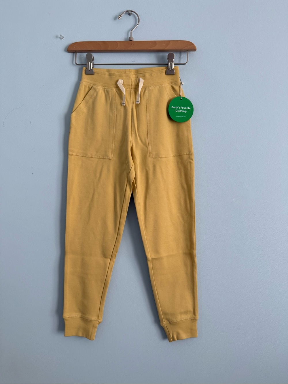 PACT Kids Organic Cotton Jogger Pants Yellow Size 6-7 Unisex NWT